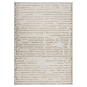 Coolmee Washable Modern Stripe Carpet Non Slip Soft Rubber Backed Rug,Low Pile Area Rug for Bedroom Office DiningRooBeige - 1 of 4