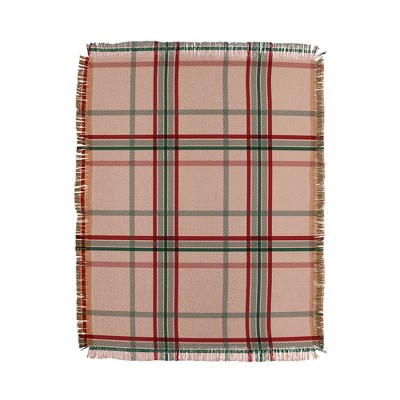 Emanuela Carratoni Tartan Theme on Pink 56"x46" Woven Throw Blanket - Deny Designs