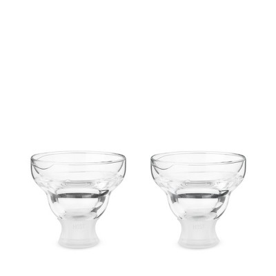 Clear Glass Margarita Freeze Cooling Cups with Silicone Grip, Set of 2