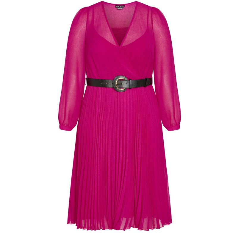 Women's Plus Size Precious Pleat Dress - sangria | CITY CHIC, 5 of 7
