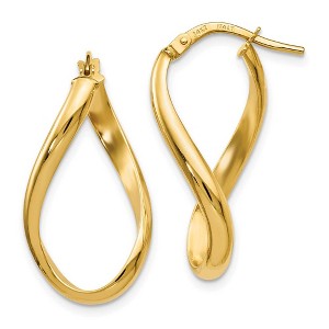 Black Bow Jewelry 2.7mm Freeform Oval Hoop Earrings in 14k Yellow Gold, 24mm (15/16 in) - 1 of 4