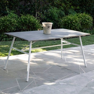 4-Person Francyne Indoor/Outdoor Rectangular Dining Table Gray and White - Aiden Lane