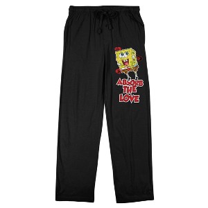 Spongebob Squarepants Absorb The Love Men's Black Sleep Pajama Pants - 1 of 4