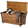 Vintiquewise Wooden Storage Trunk Bench with Wheels & Black Metal Accents – Blanket & Linen Chest, Decorative Organizer & Entryway/Bedroom Seating - 3 of 4