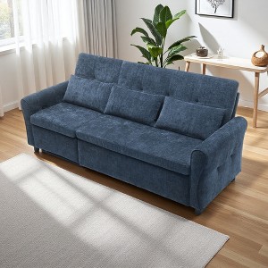 82" Chenille 2-in-1 3-Seater Sofa with Pull-Out Bed & USB Ports - 1 of 4