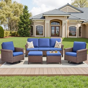 Outdoor Patio Furniture Set All Weather PE Rattan Conversation Set - 1 of 4