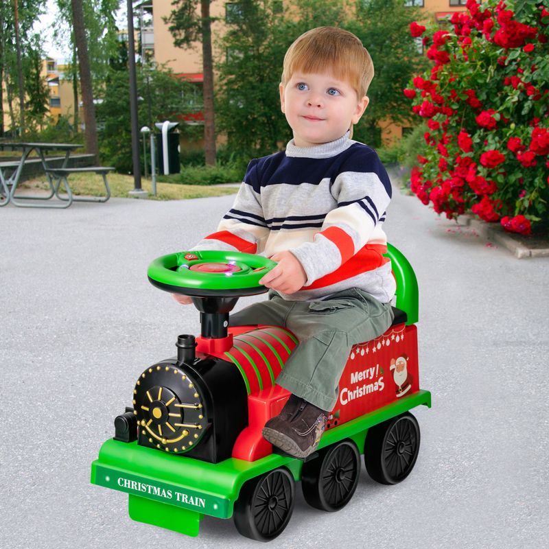Costway 6V Electric Kids Ride On Train Motorized Train Toy w/ Track & 6 Wheels, 3 of 11