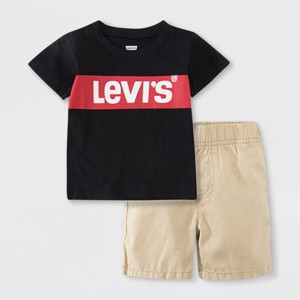 Levi's® Baby Boys' 2pc Box Tab Short Sleeve Top & Bottom Set - Black - 1 of 2