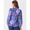 Allegra K Women's Floral Print Button Up Puff Long Sleeve Fashion Casual Blouse - 4 of 4