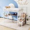 Streamdale Metal Loft Bed with Desk, Ladder and Wardrobe, White - 3 of 4