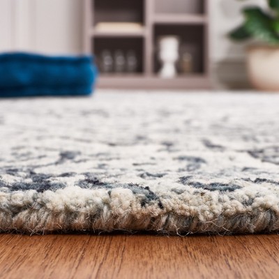 Handmade Dark Blue/Grey Abstract Wool Square Rug - 6' x 6'