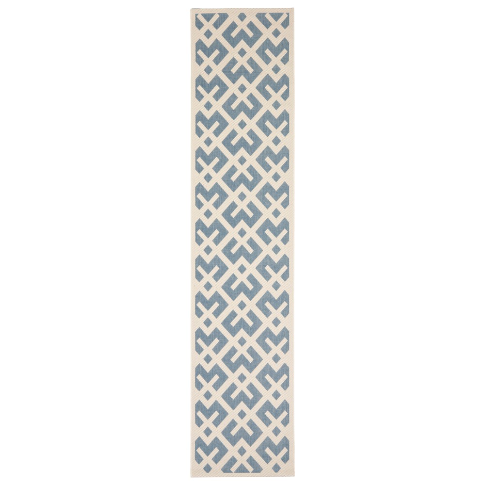 2'3inX12' Runner Claudette Patio Rug Blue/Bone - Safavieh