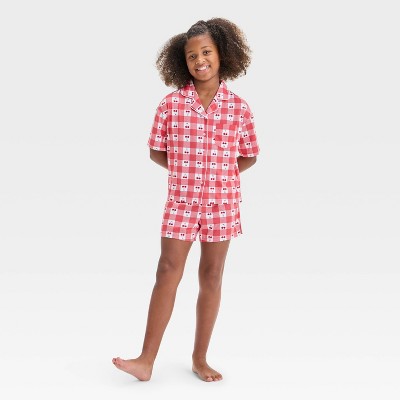 Girls' Short Sleeve Button-Up Pajama Set - art class™