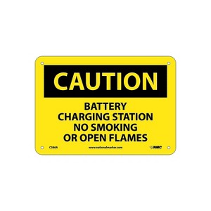 National Marker Caution Signs; Battery Charging Station No Smoking Or Open Flames 7X10 .040 Aluminum - 1 of 1