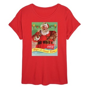 Women's - Coca-Cola - Sip Of Good Taste Vintage Coca Cola Santa Oversized Graphic T-Shirt - 1 of 4