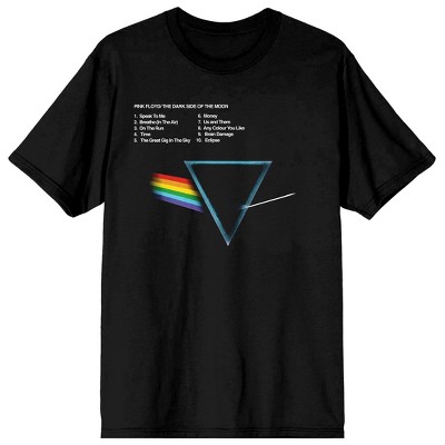 Pink Floyd Album Covers Dark Side of The Moon Prism Rainbow Black T Shirt L