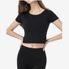 Anna-Kaci Active Women's Fitted Short Sleeve Crop Top with Side Slit Hem - 4 of 4
