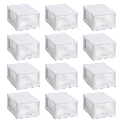 Sterilite Clear Plastic Stackable Small Drawer Storage System (12 Pack)
