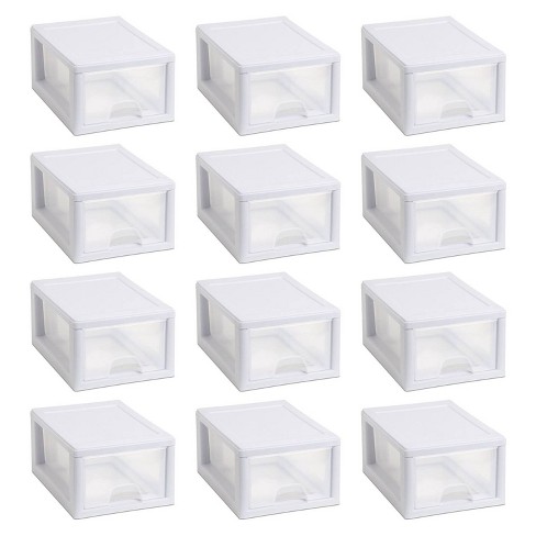 Sterilite Clear Plastic Stackable Small Drawer Storage System 12