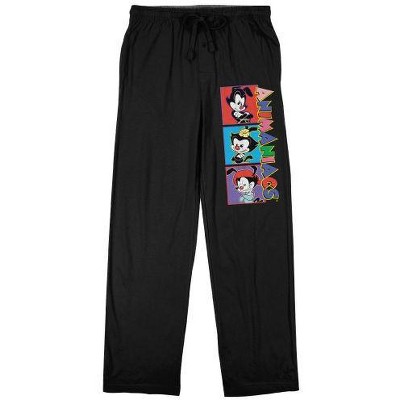 The Animaniacs Wakko Jakko and Dot Men's Black Graphic Sleep Pants