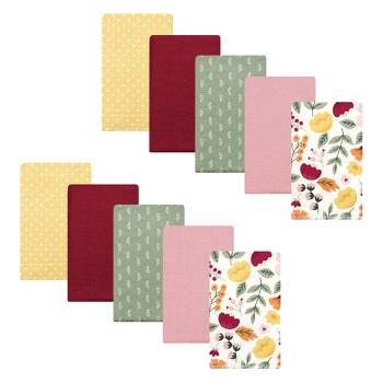 Hudson Baby Infant Girl Cotton Flannel Burp Cloths, Fall Botanical, One Size