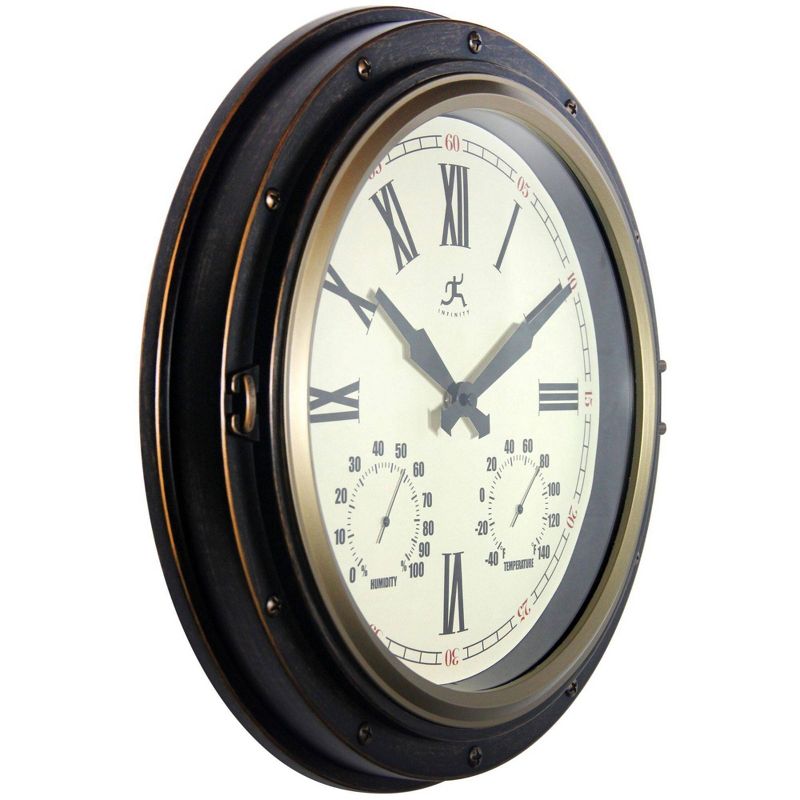 16&#34; Forecaster Indoor/Outdoor Wall Clock Bronze - Infinity Instruments, 4 of 8