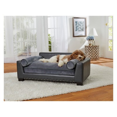 grey dog sofa