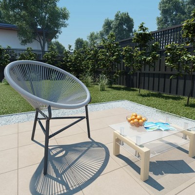 vidaXL Patio Moon Chair Poly Rattan Gray