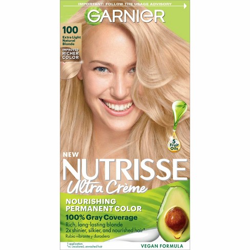 Garnier Nutrisse Nourishing Permanent Hair Color Creme - 100 Extra-light  Natural Blonde : Target