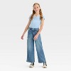 Girls' Mid-Rise Wide Leg Carpenter Jeans - art class™ Medium Blue - 3 of 4