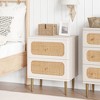 JIONJOY Coastal Wicker Nightstand - 2-Drawer Boho Side Table with Rattan Details & Antique Brass Hardware - 4 of 4