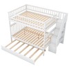 NicBex Full over Full Bunk Bed Draggable Design Pine Frame Bed Frame with Storage Stairs, Rollers and Guardrails, No Box Spring Required - 4 of 4