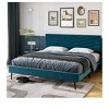 Blue King size bed   Bed Frame, Velvet Upholstered Platform Bed With Adjustable Headboard, Solid Wood Slats Support, No Box Spring Needed, Noise Free - 3 of 4