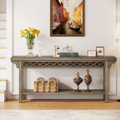 Hommoo 70.8-Inch Long Farmhouse Solid Wood Console Table