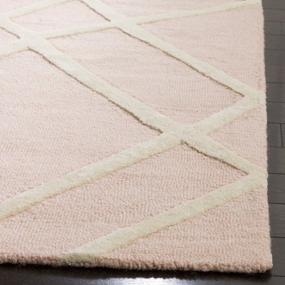 Ivory and Pink Hand-Tufted Wool Kids Runner Rug