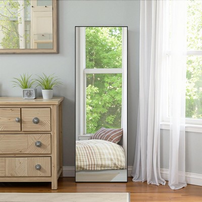 Aluminum Alloy Thin Edged Rectangular Black Full-Length Mirror 163x54x1.5cm (With Bracket)