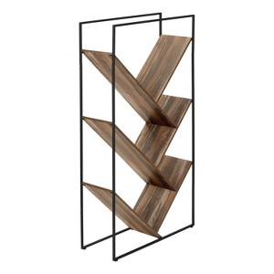 Monarch Specialties Bookshelf Bookcase Etagere 3 Tier 60InchH Office Bedroom Metal Laminate Black Brown Contemporary Modern - 1 of 4