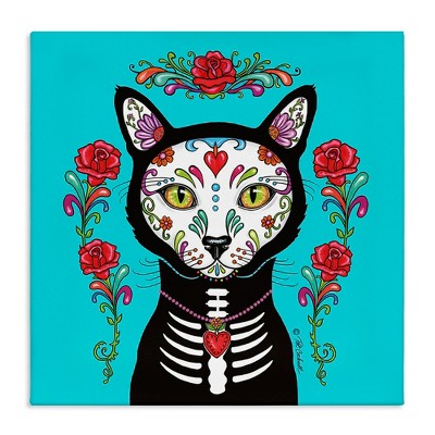 Stupell Industries Day of Dead Cat Portrait Canvas Wall Art