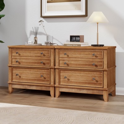 NicBex Set of 1/2 Wood Nightstand,Storage Cabinet Side Table with 3 Drawer for Bedroom,Living Room,Entryway,Brown