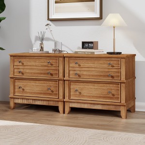 NicBex Set of 1/2 Wood Nightstand,Storage Cabinet Side Table with 3 Drawer for Bedroom,Living Room,Entryway,Brown - 1 of 4
