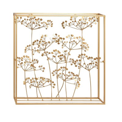 28" x 28" Modern Branch and Leaves Iron Wall Decor - Olivia & May