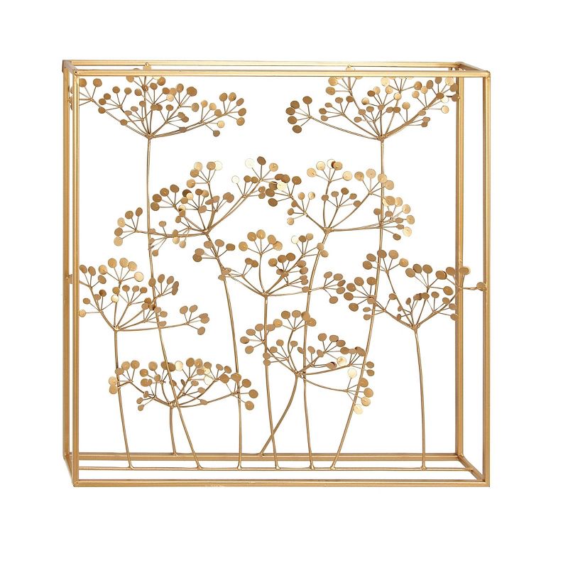 Metal Floral Wall Decor with Gold Frame Gold - Olivia &#38; May, 1 of 6