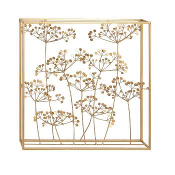 Metal Floral Wall Decor with Gold Frame Gold - Olivia & May