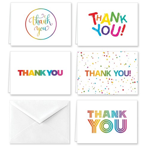 Paper Frenzy Rainbow Thank You Note Cards and Envelopes - 25 pack