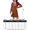 Womens Collar V Neck Long Sleeve Pleated Casual Knit Sweater Dress - 4 of 4