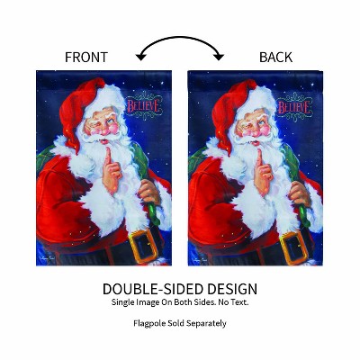 Festive Red Suede Santa Garden Flag 12 x 18 Inches