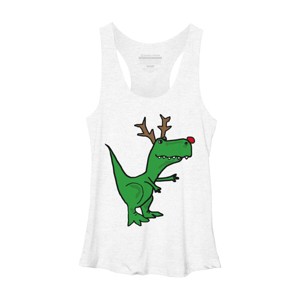 Women's Design By Humans Cool Funny Christmas T-Rex Dinosaur with Antlers By SmileToday Racerback Tank Top - 1 of 3
