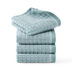 TOWN & COUNTRY EVERYDAY 4-Piece Textured Windowpane Washcloth Set - 1 of 4