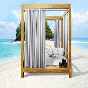 Commonwealth Seascapes Stripes Light Filtering Satiny Look Provide Privacy Grommet Outdoor Panel Pair, Alloy Grey - 1 of 4