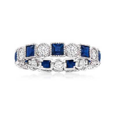 Ross-Simons 1.20 ct. t.w. Square Simulated Sapphire and .80 ct. t.w. CZ Eternity Band in Sterling Silver